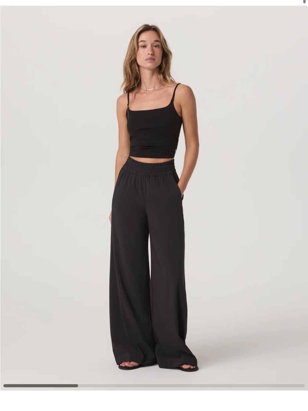Vuori Black Wide-Leg Track Pants with Elastic Waist